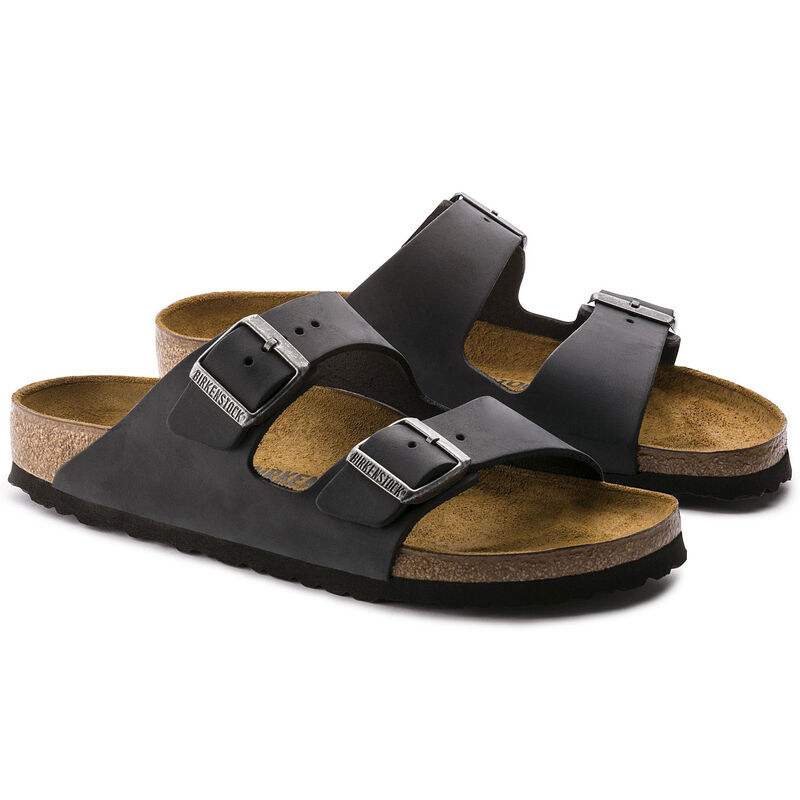 Birkenstock Arizona Oiled Leather Black Regular Width Sandal image number 1