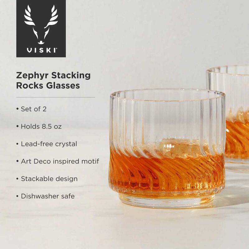 Viski Zephyr Crystal Lowball Tumblers, Set of 2 image number 2