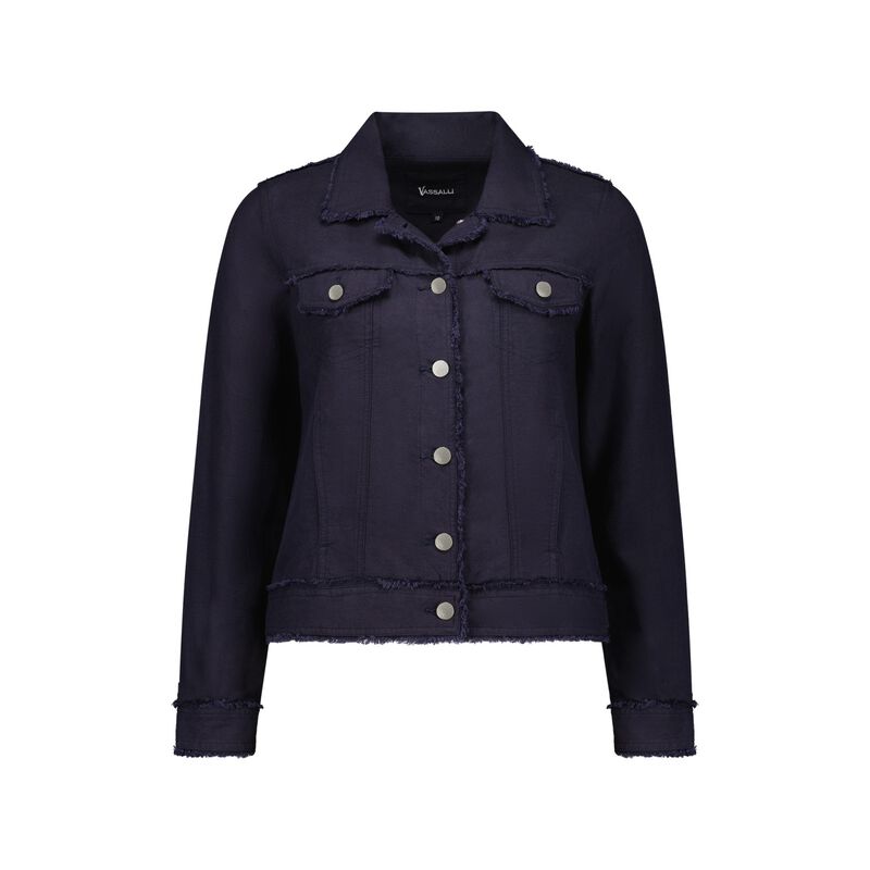 Vassalli Linen Jacket with Frayed Seams image number 2