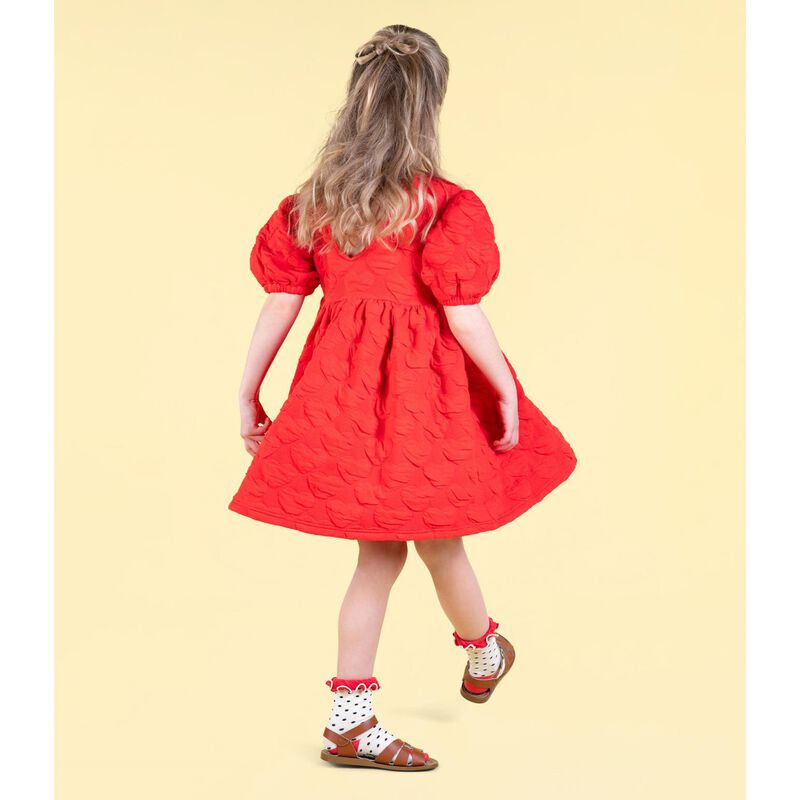 Rock Your Baby Red Heart Puff Sleeve Dress image number 3
