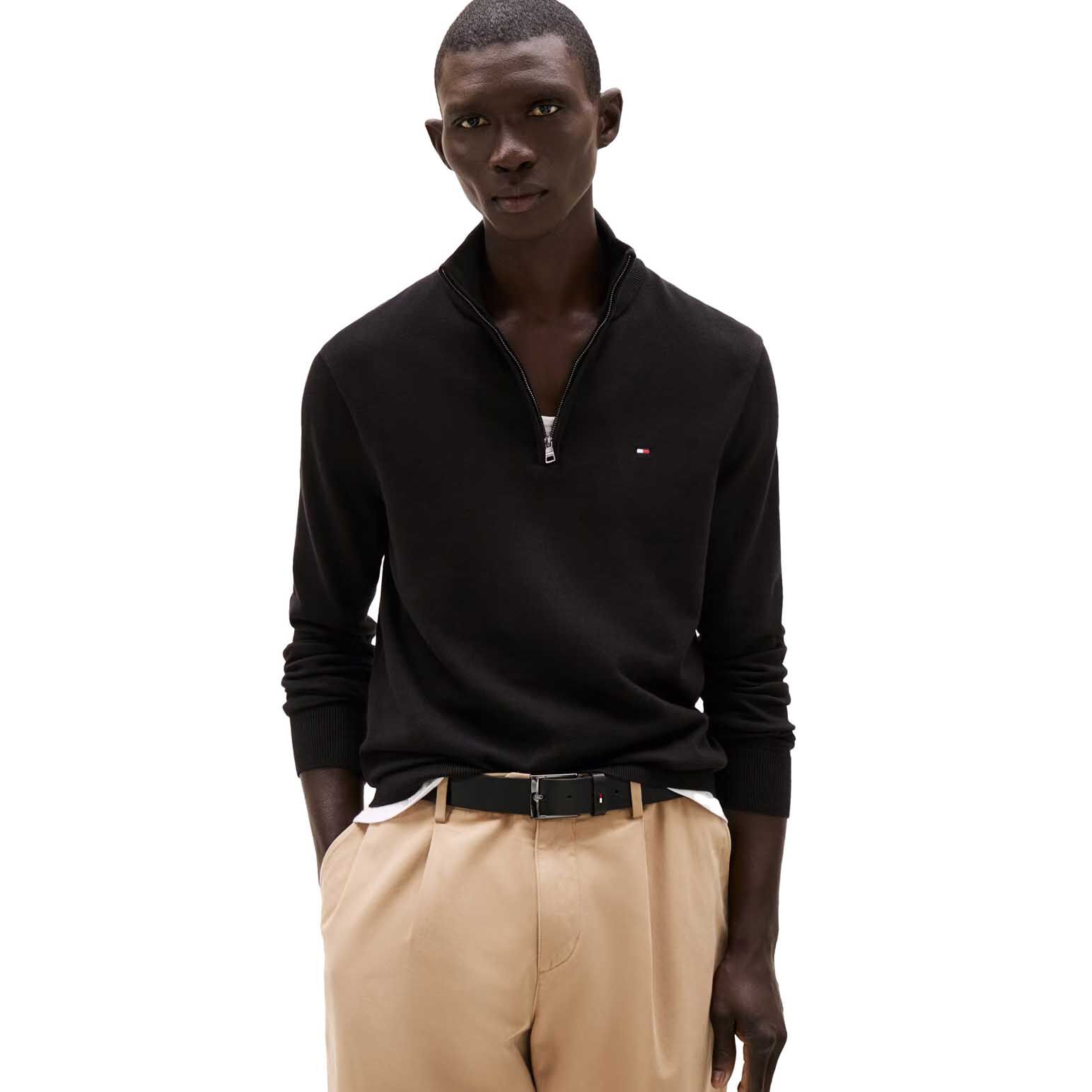 momo☆L'Appartement GENTLEMAN KNIT Textured Quarter-Zip Jumper | Knitwear | Sportswear