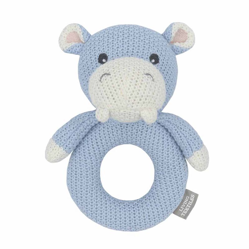 Living Textiles Whimsical Knit Rattle - Henry Hippo image number 0