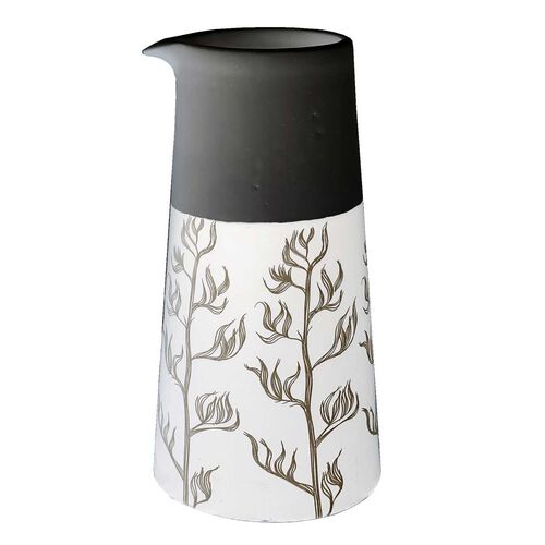 Jo Luping Harakeke Black On White Jug