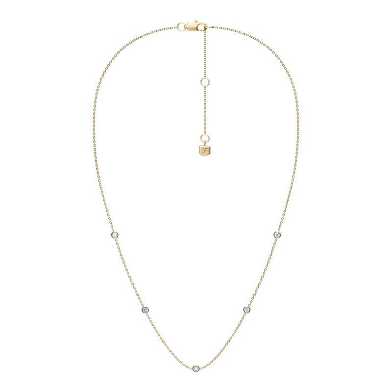 Fossil Ellis Diamond By The Yard Two-Tone Stainless Steel Station Necklace image number 2