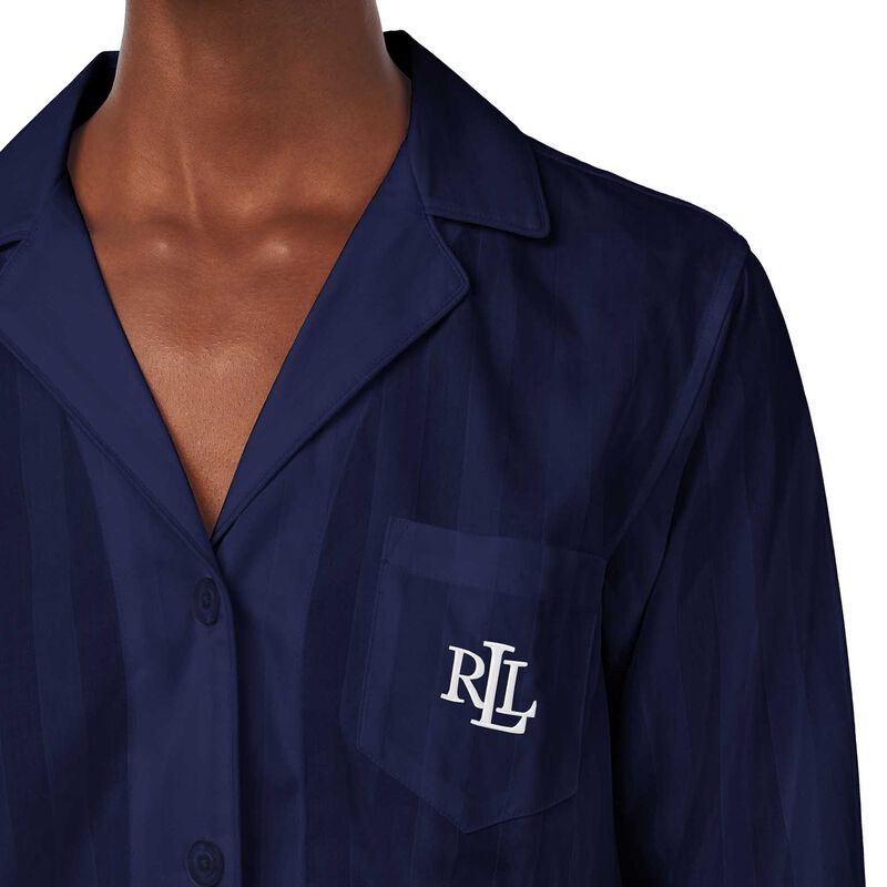 Lauren Ralph Lauren Cotton Shadow Stripe Notch Collar Pajama image number 2