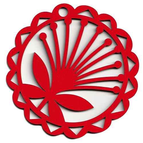 Abstract Designs Block Red Pohutukawa Circle Xmas Decoration