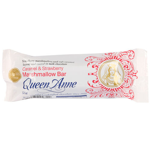 Queen Anne Marshmallow Bar Milk Chocolate Caramel & Strawberry 55g