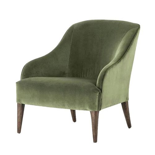 French Country Lupita Olive Velvet Lounge Chair