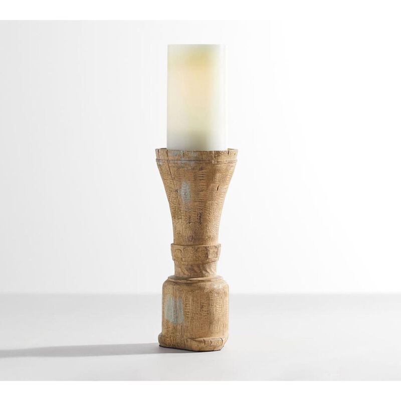 Pottery Barn Ava Turned Wood Pillar Candleholder image number 1