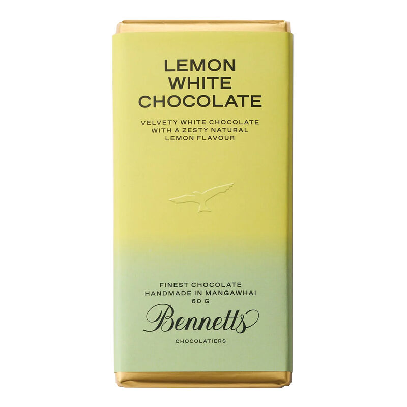 Bennetts of Mangawhai Lemon White Chocolate Bar 60g image number 0