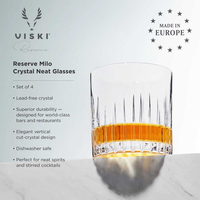 Viski Reserve Milo Crystal Neat Glasses, Set of 4 image number 2