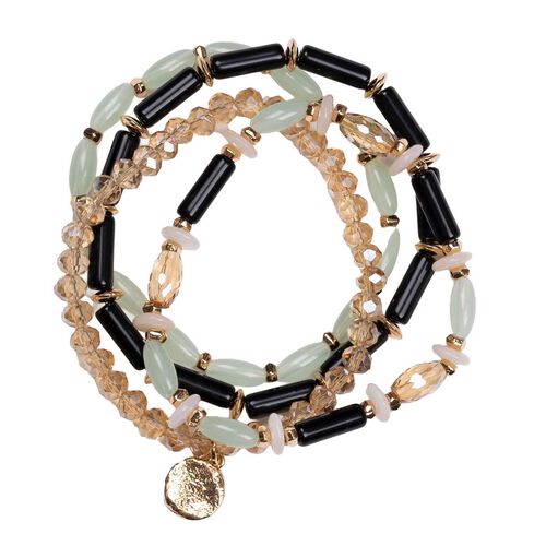 Stella + Gemma Bracelet Set Of 4 Multi Beads Green Pastel