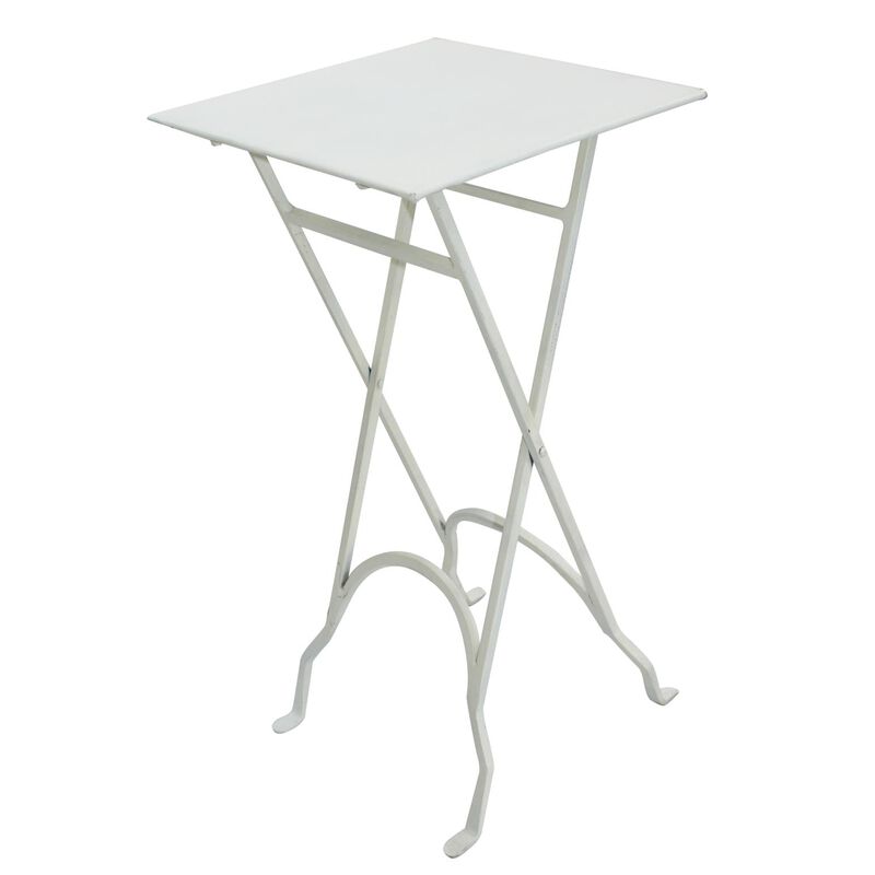 French Country Square Iron Side Table White image number 0