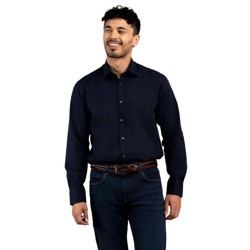 Rembrandt London Navy Plain Poplin Shirt image number 0