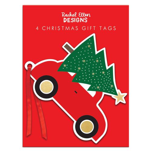Rachel Ellen Tree On Car Die Cut Tag Pkt Of 4