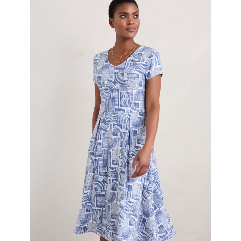Seasalt Cornwall Pier View Dress Printed Patchwork Lupin image number 3