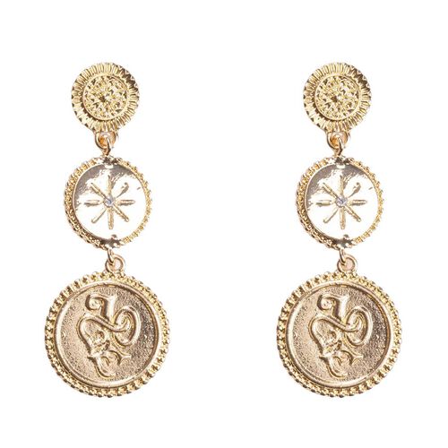 Stella + Gemma Earring Gold Triple Medallion