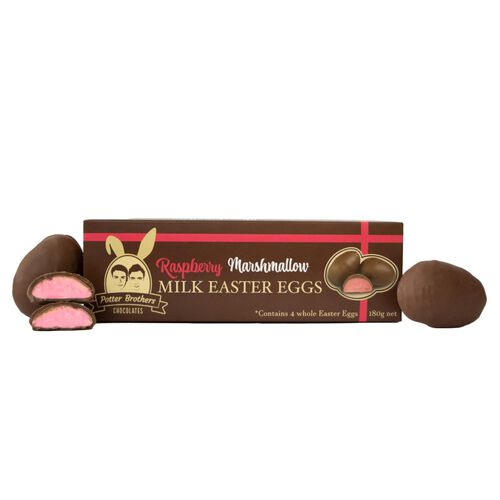 Potter Brothers Milk Chocolate Raspberry Easter Eggs 4 Pack 180g