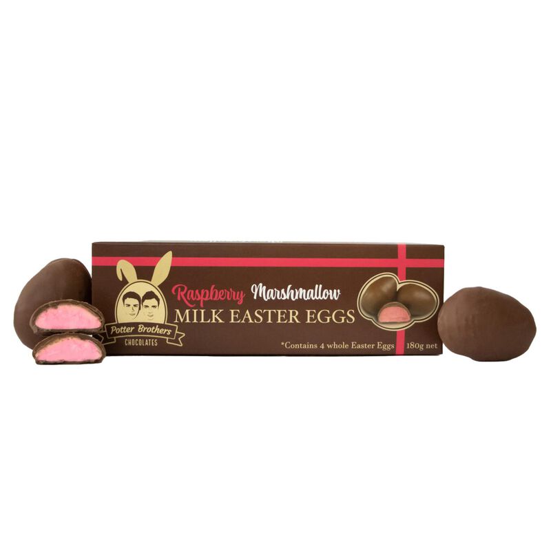 Potter Brothers Milk Chocolate Raspberry Easter Eggs 4 Pack 180g image number 0