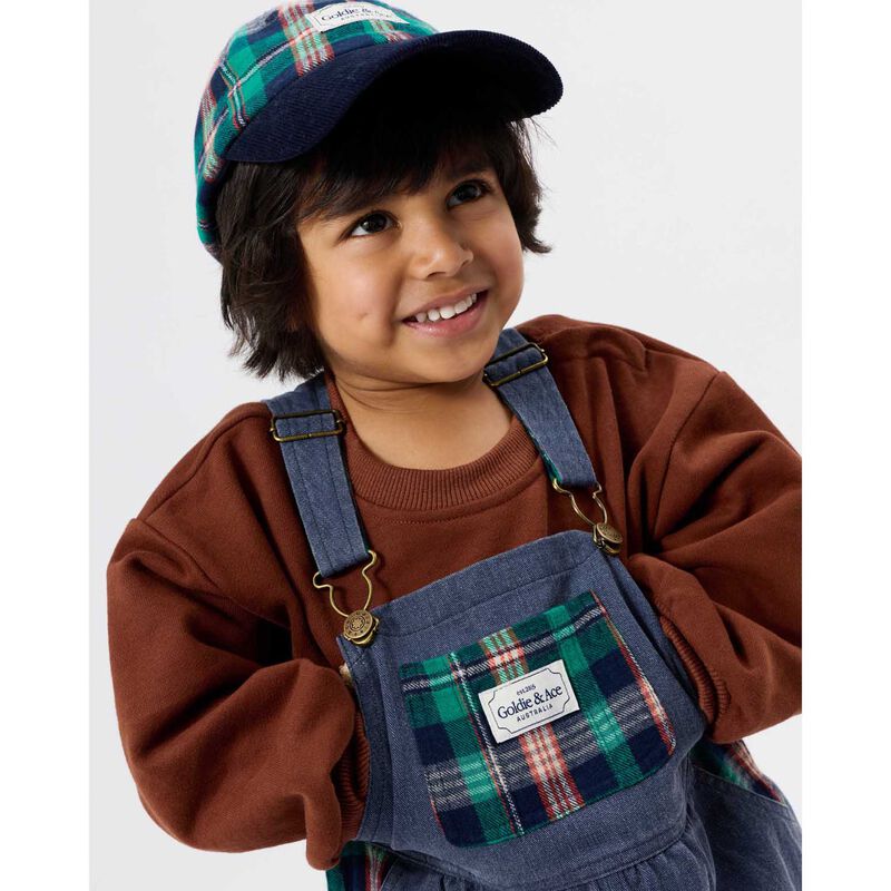 Goldie + Ace Austin Green Check Overalls 3-4Y image number 3