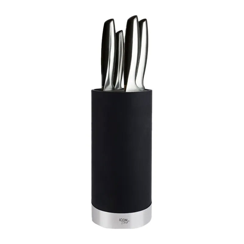 Icon Chef Universal Knife Block Round Matte Black with S/S image number 1