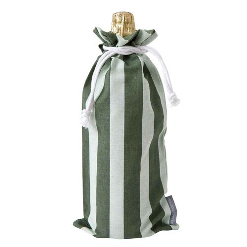Wallace Cotton Green Stripe Wine Bag