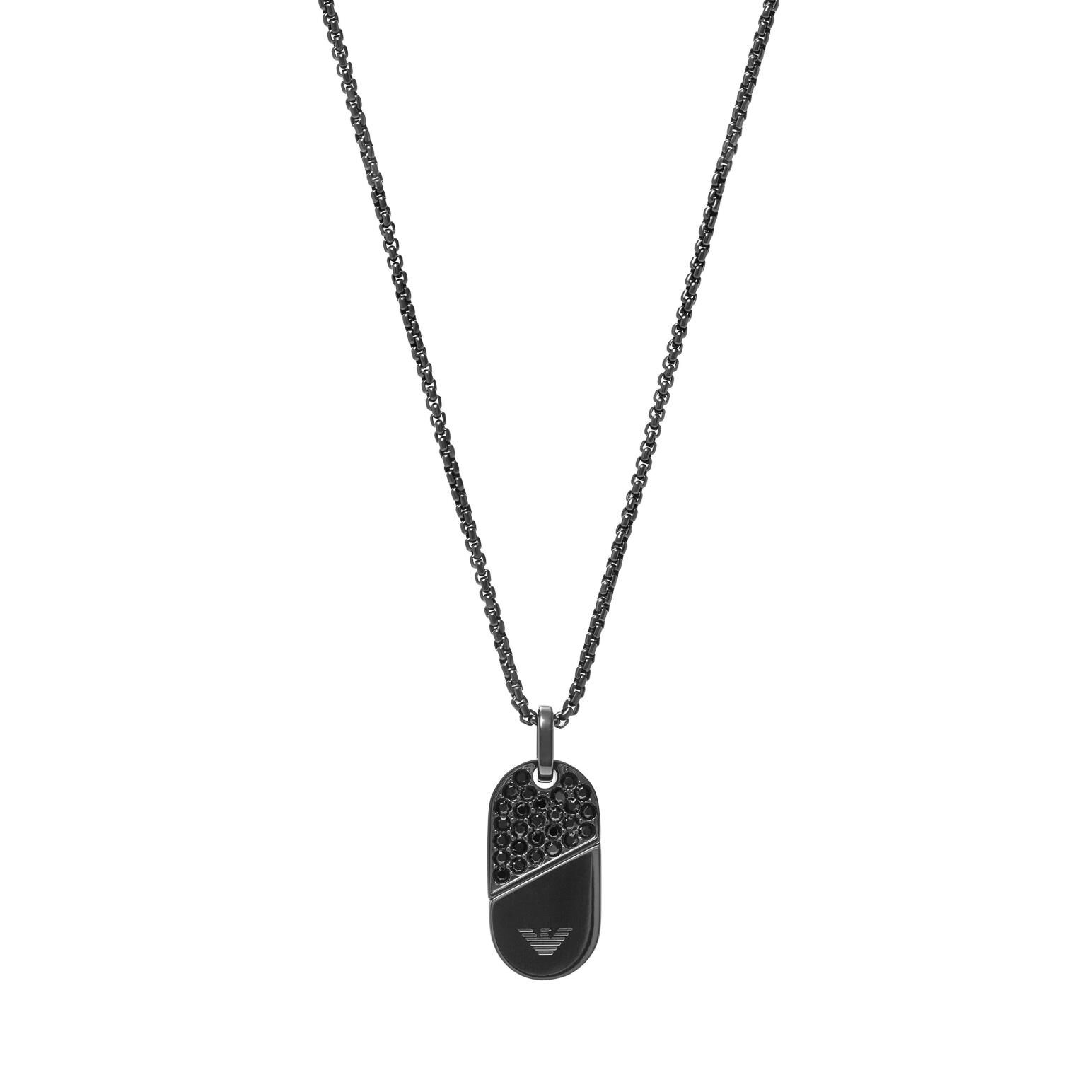 Emporio Armani Black Stainless Steel Dog Tag Necklace Ballantynes Department Store