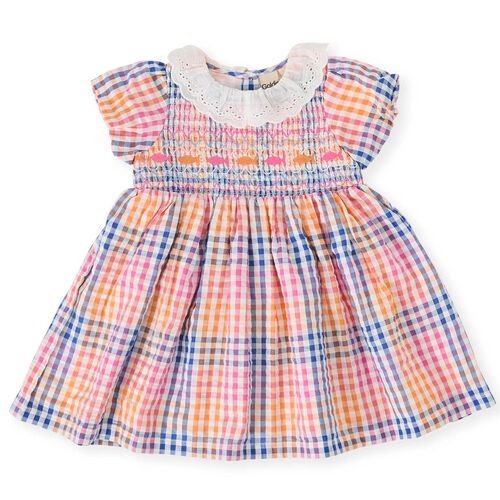 Goldie + Ace Rainbow Gingham Flo Smocked Dress 3-5Y