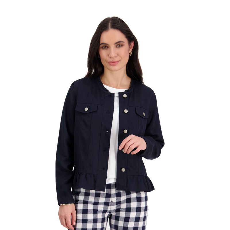 Vassalli Button Up Jacket With Frill Hem image number 4