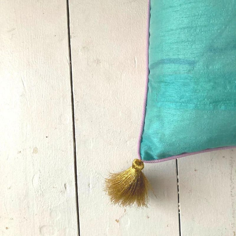 House Of Disaster Posy Teal Cushion image number 1