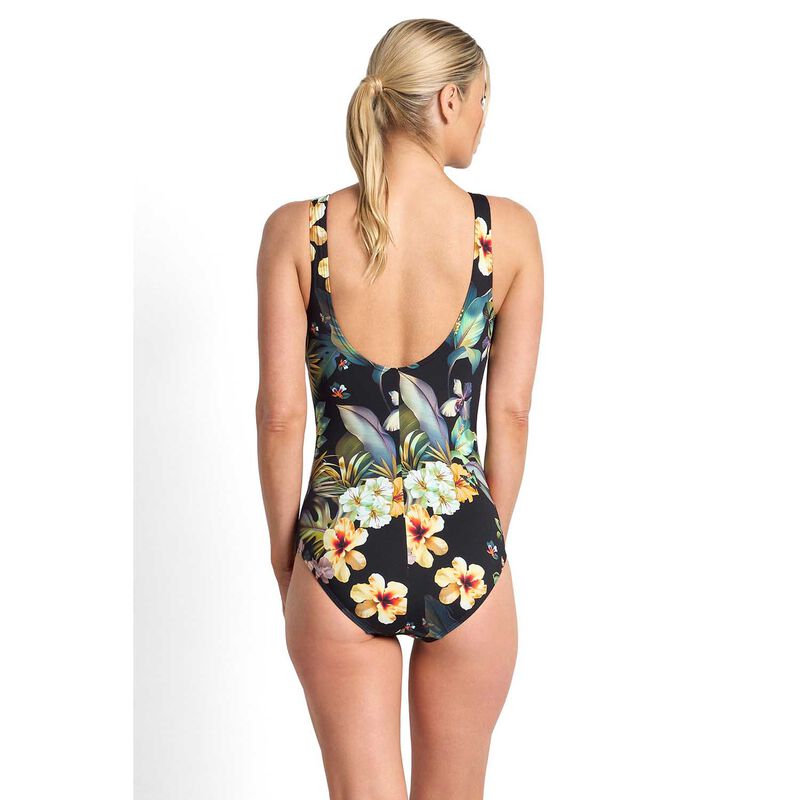 Jantzen Hibiscus High Neck Mast One Piece Black image number 1