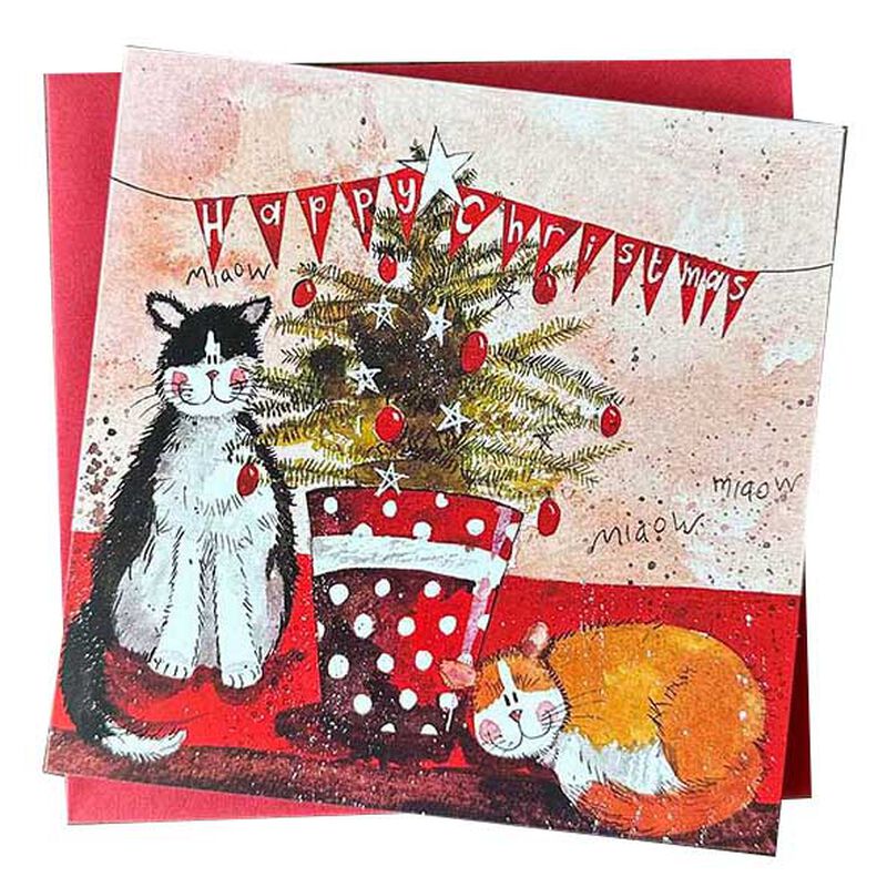 Alex Clark Cats And Christmas Tree Box Of 8 Cards image number 0