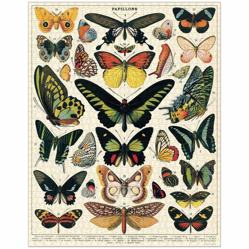 Cavallini Butterflies 1000 Piece Vintage Puzzle image number 1