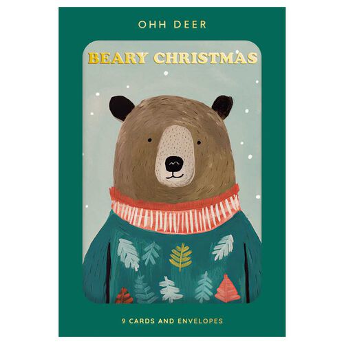 Ohh Deer Festive Bears Pack of 9 Christmas Cards - 3 Designs