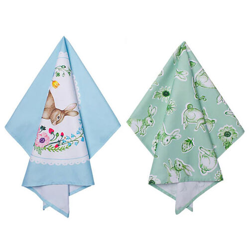 Maxwell & Williams Clover & Cottontail Tea Towel 50x70cm Set Of 2 Assorted