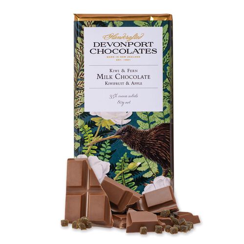 Devonport Chocolates Kiwi & Fern Milk Chocolate with Kiwifruit 80g