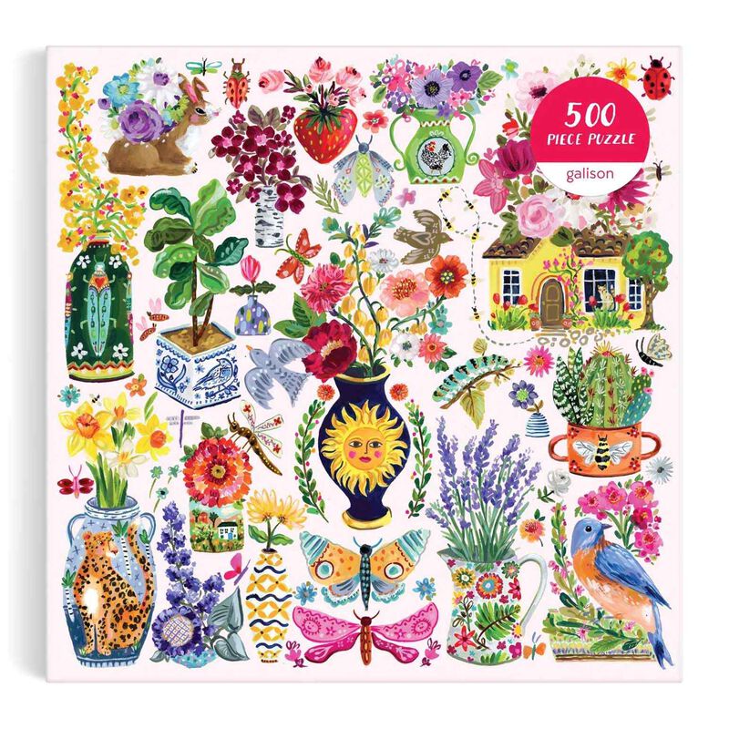 Galison Buzzy Bouquets 500 Piece Puzzle image number 1