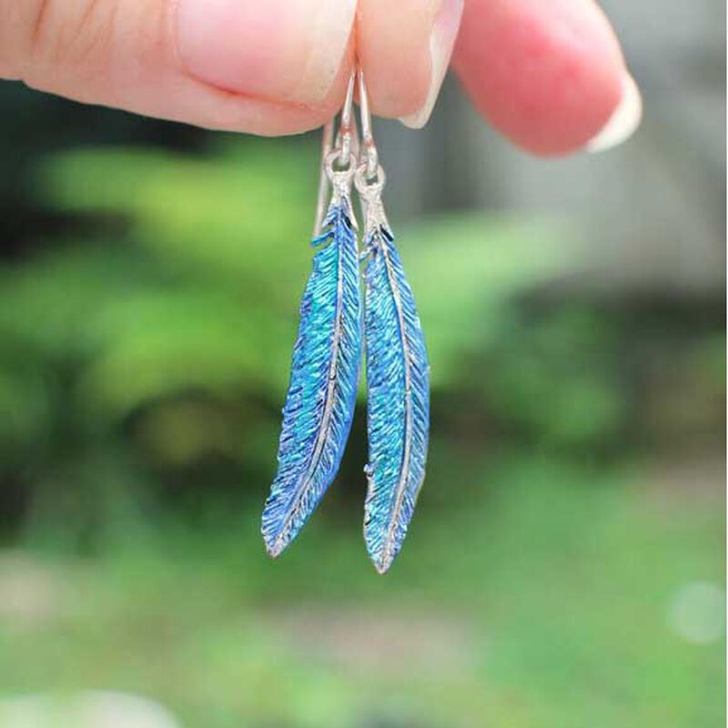 Lilygriffin Jewellery Handpainted Tui Feather Earrings image number 1