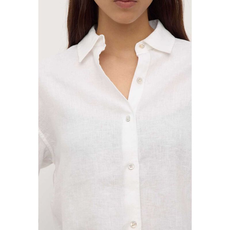Assembly Label Everyday Womens Linen Long Sleeve Shirt White image number 2