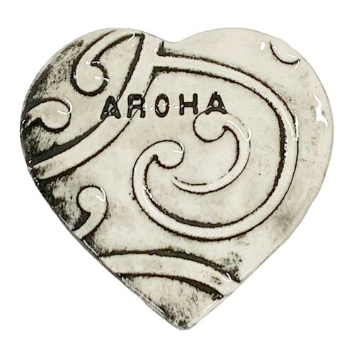 Borrowed Earth Kowhaiwhai Heart Small - Aroha Black