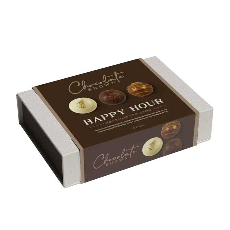 Chocolate Brown Happy Hour Boxed Chocolates 6-Piece image number 0