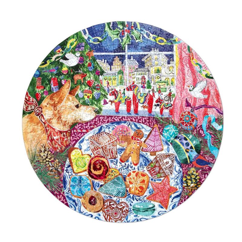 eeboo Christmas Cookies Round 500 Piece Puzzle image number 1