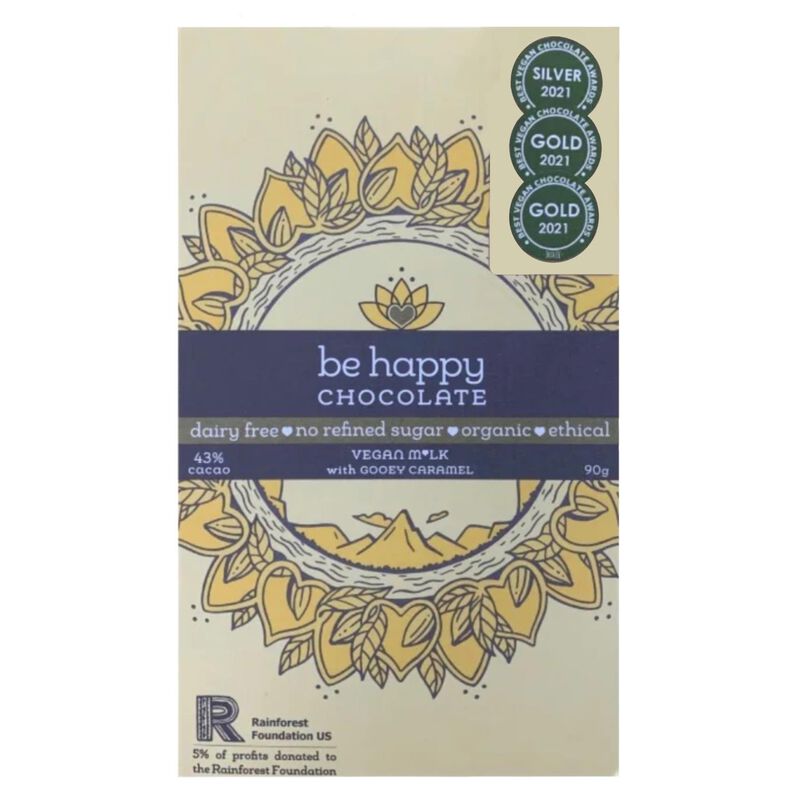 be happy Vegan M*lk Chocolate with Gooey Caramel Bar 90g image number 0