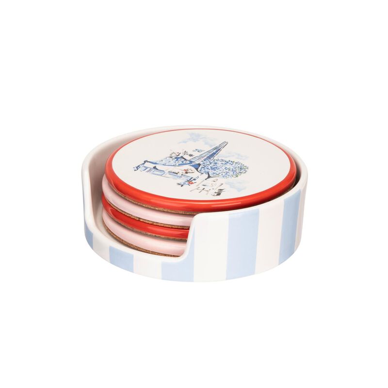 Cath Kidston London Ceramic Coasters In Holder image number 0