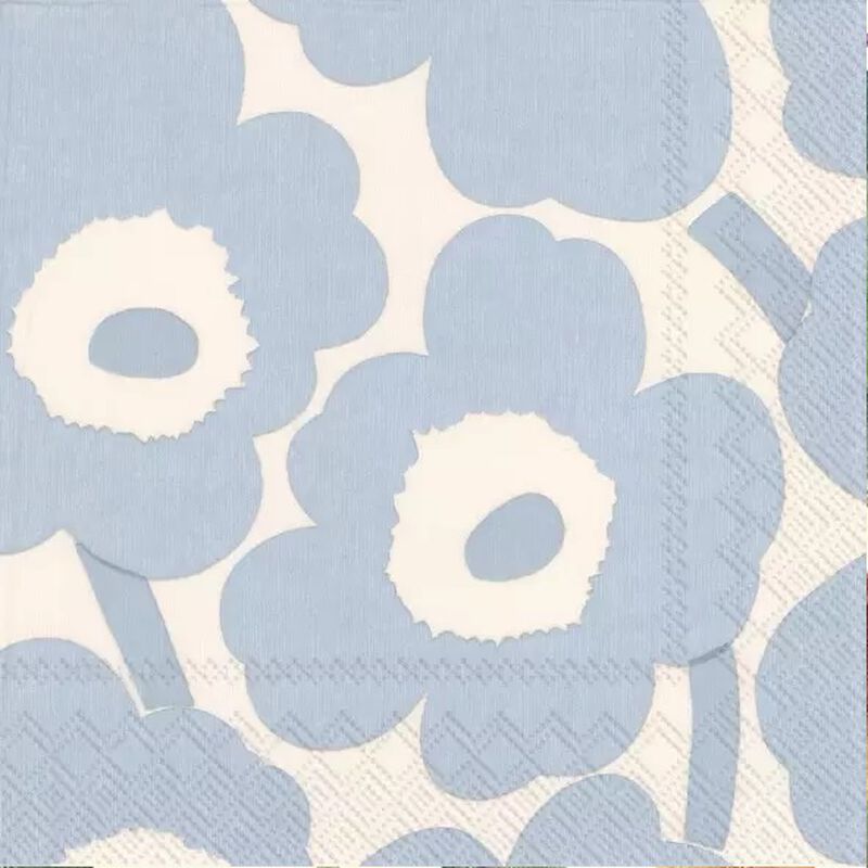 IHR Marimekko Unikko Cream Light Blue Cocktail Napkin image number 0