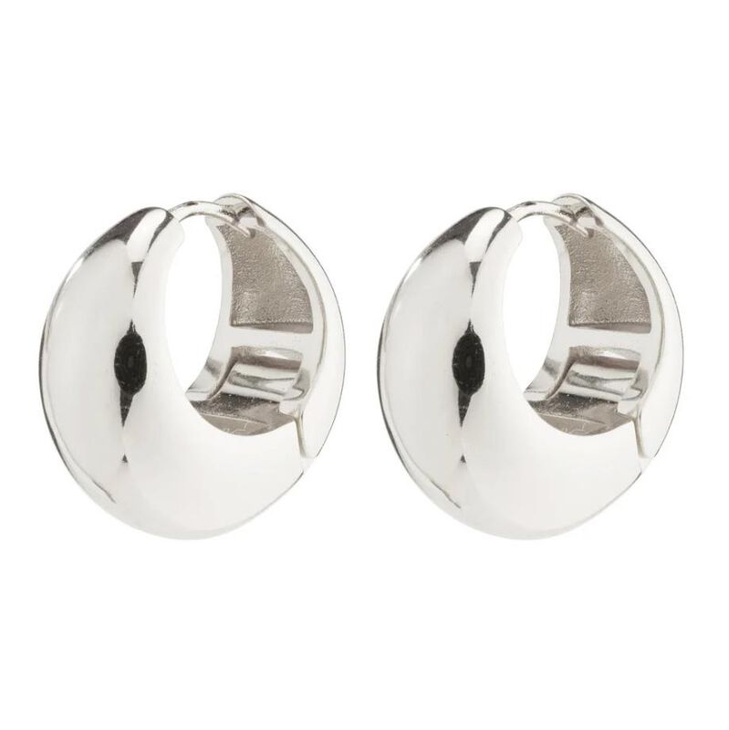 Pilgrim Ioanna Recycled Chunky Hoops - Silver Plated image number 0