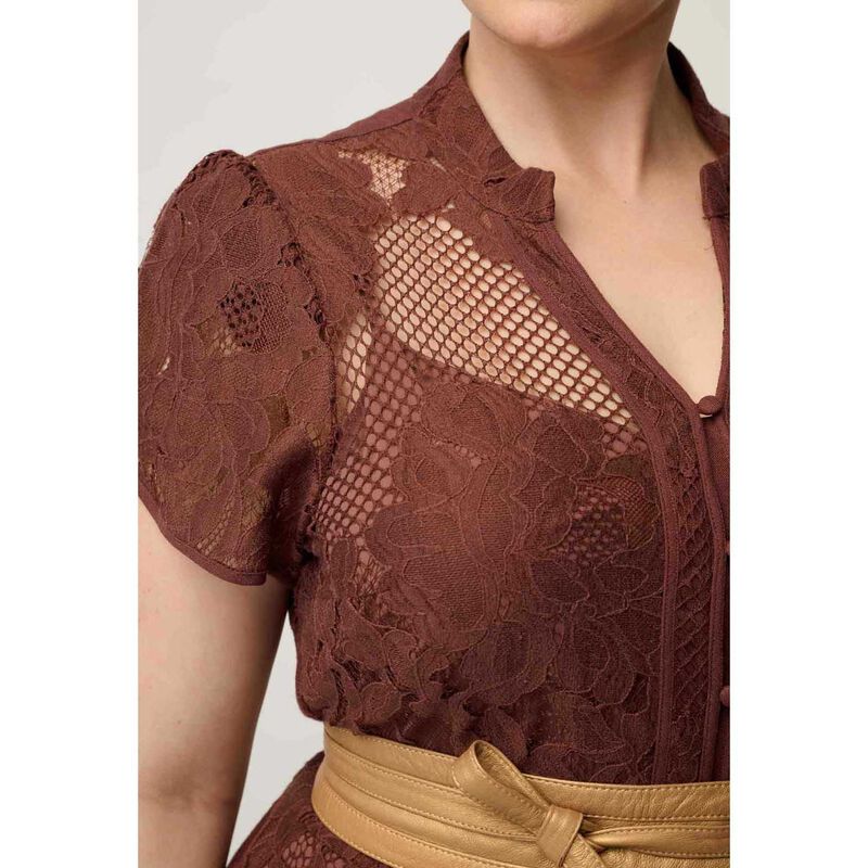 OnceWas Solene Placement Lace Dress image number 2