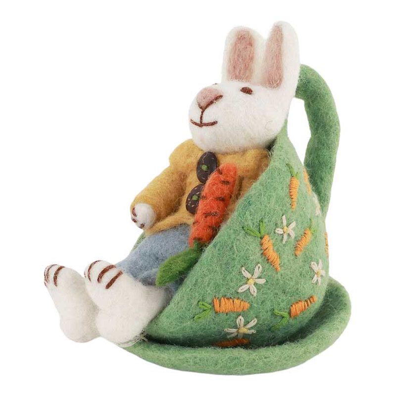 Gry & Sif Small White Boy Bunny in a Cup with Carrot image number 0