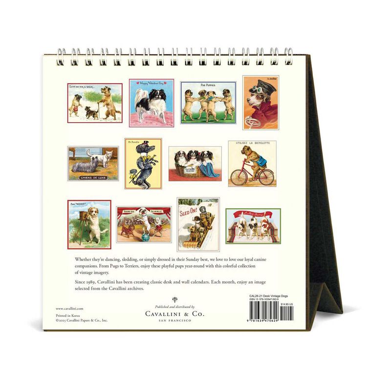 Cavallini Vintage Dogs 2026 Desk Calendar image number 2