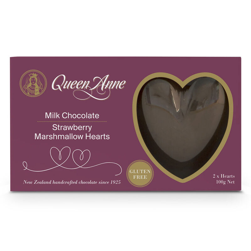 Queen Anne Strawberry Marshmallow Hearts 100g image number 0